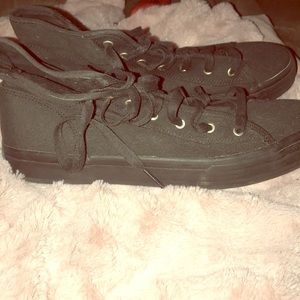 Black womens high top canvas keds